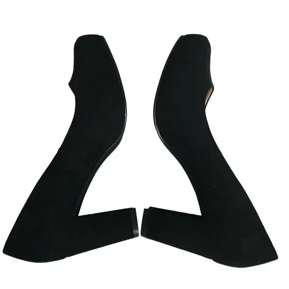 Xappeal Women's Black Faux Suede Style 131051 Olive Block Heels Pumps Size 7M - Picture 3 of 13